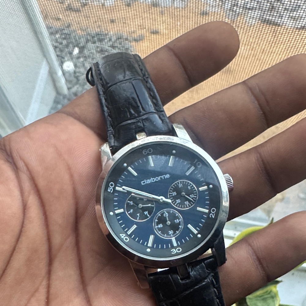 Claiborne Silver and Black Chronograph Watch